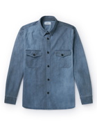 MR P. - Spray-Dyed Cotton and Lyocell-Blend Twill Overshirt - Blue - XS