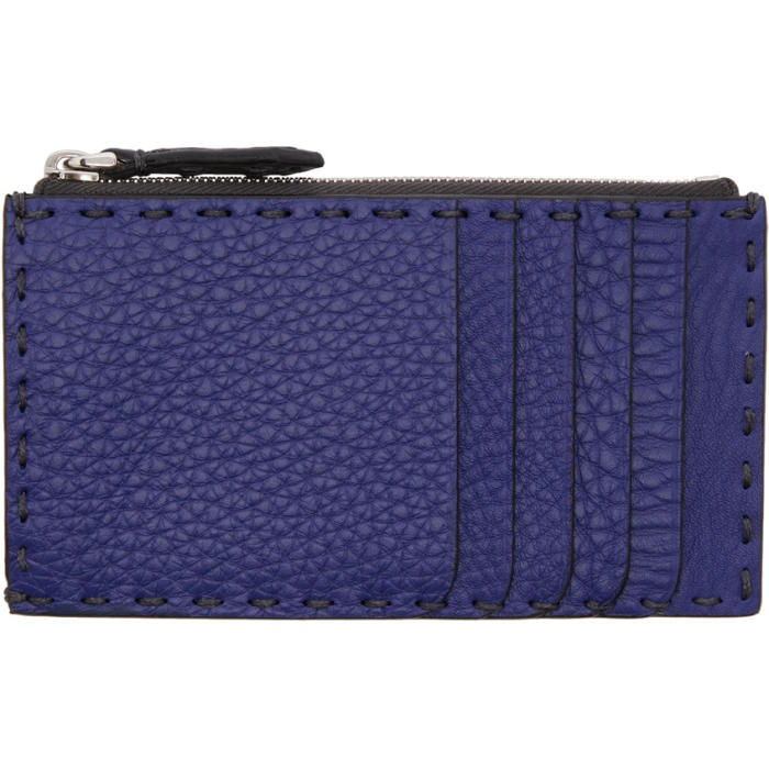 Photo: Fendi Blue and Grey Zip Card Holder 