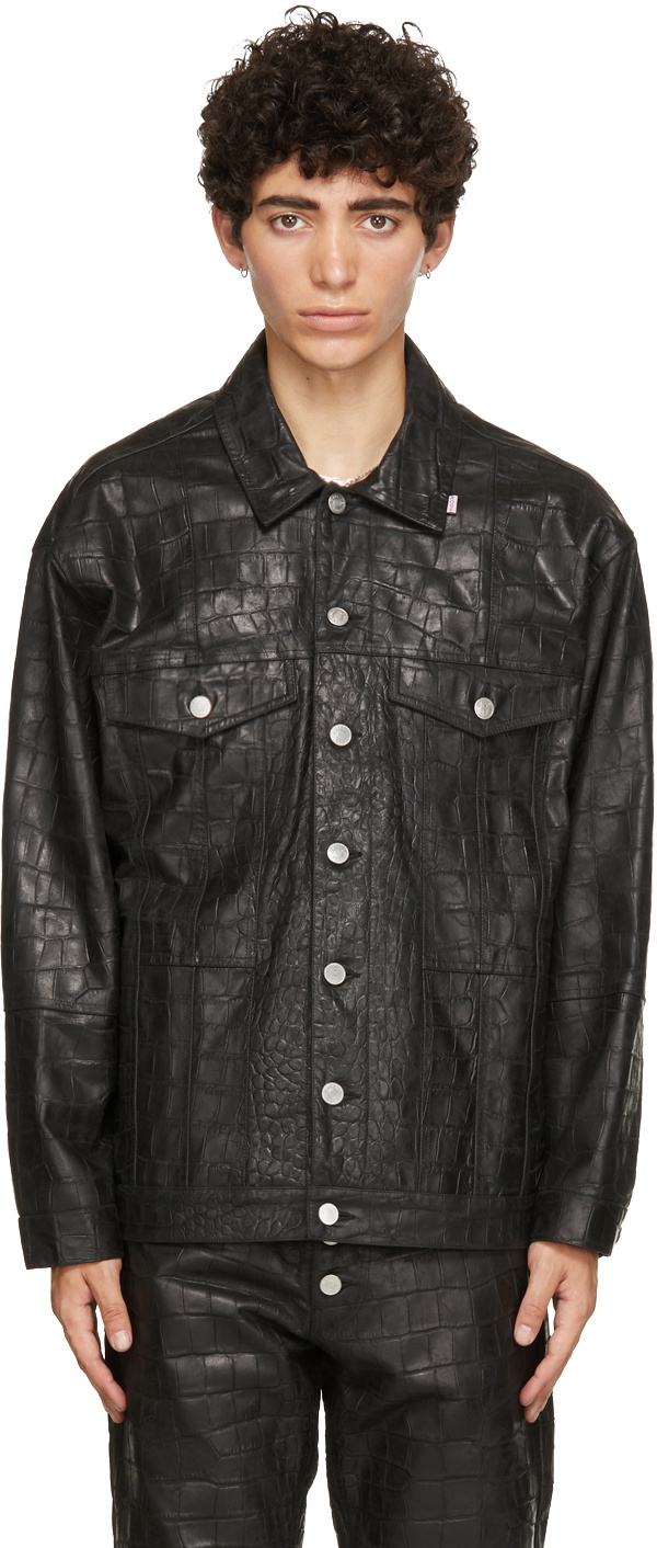 Martine Rose Black Croc Oversized Jacket