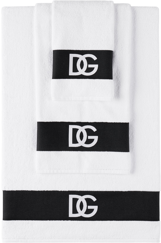 Photo: Dolce & Gabbana White & Black DG Terry Towel Set, 5 pcs