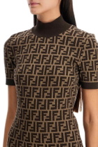 FENDI 'knit midi dress with ff Brown