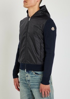 Moncler Logo-appliquéd Hooded Shell and Cotton-blend Jacket Blue