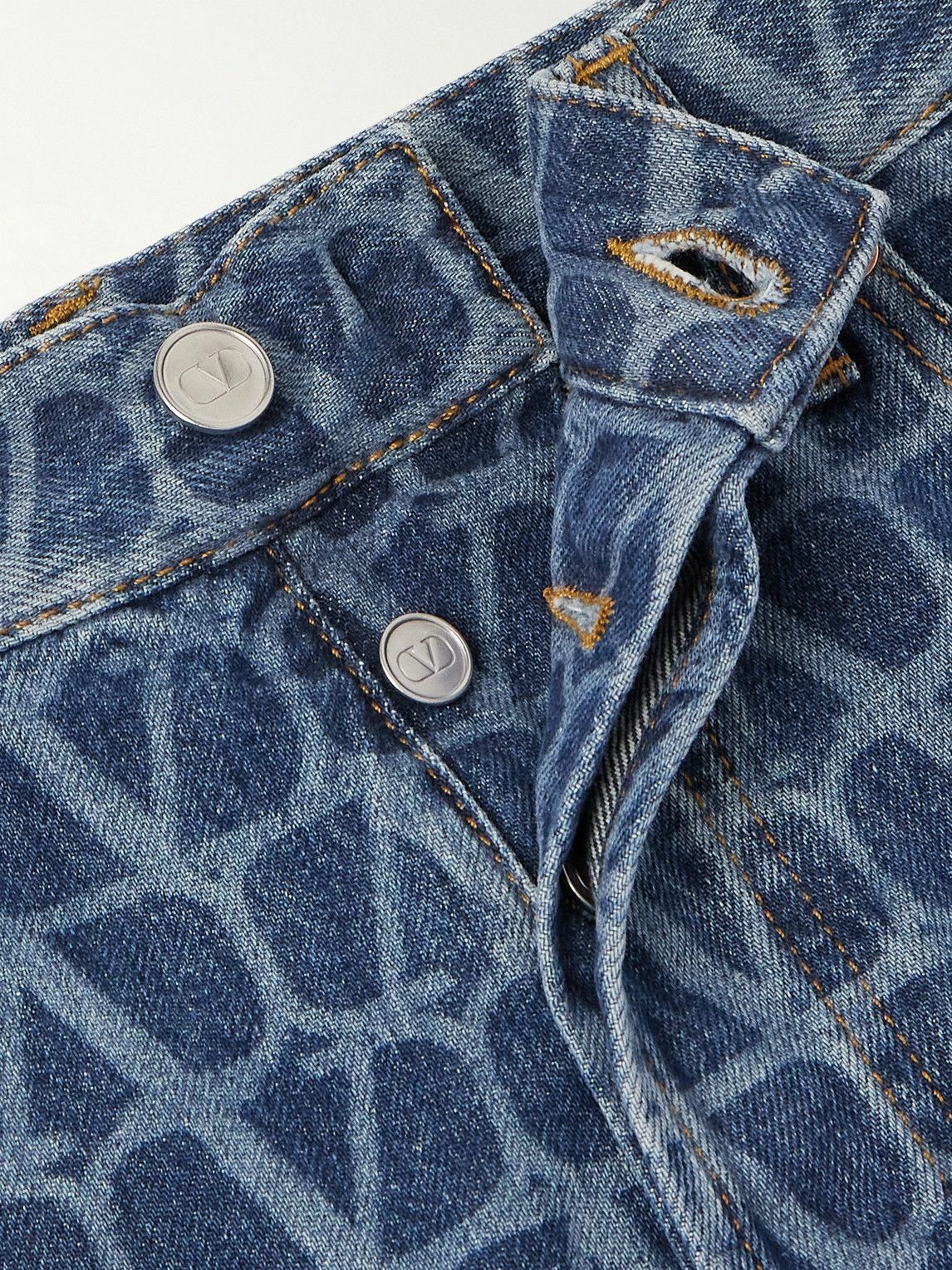 Valentino Garavani - Toile Wide-Leg Logo-Print Jeans - Blue
