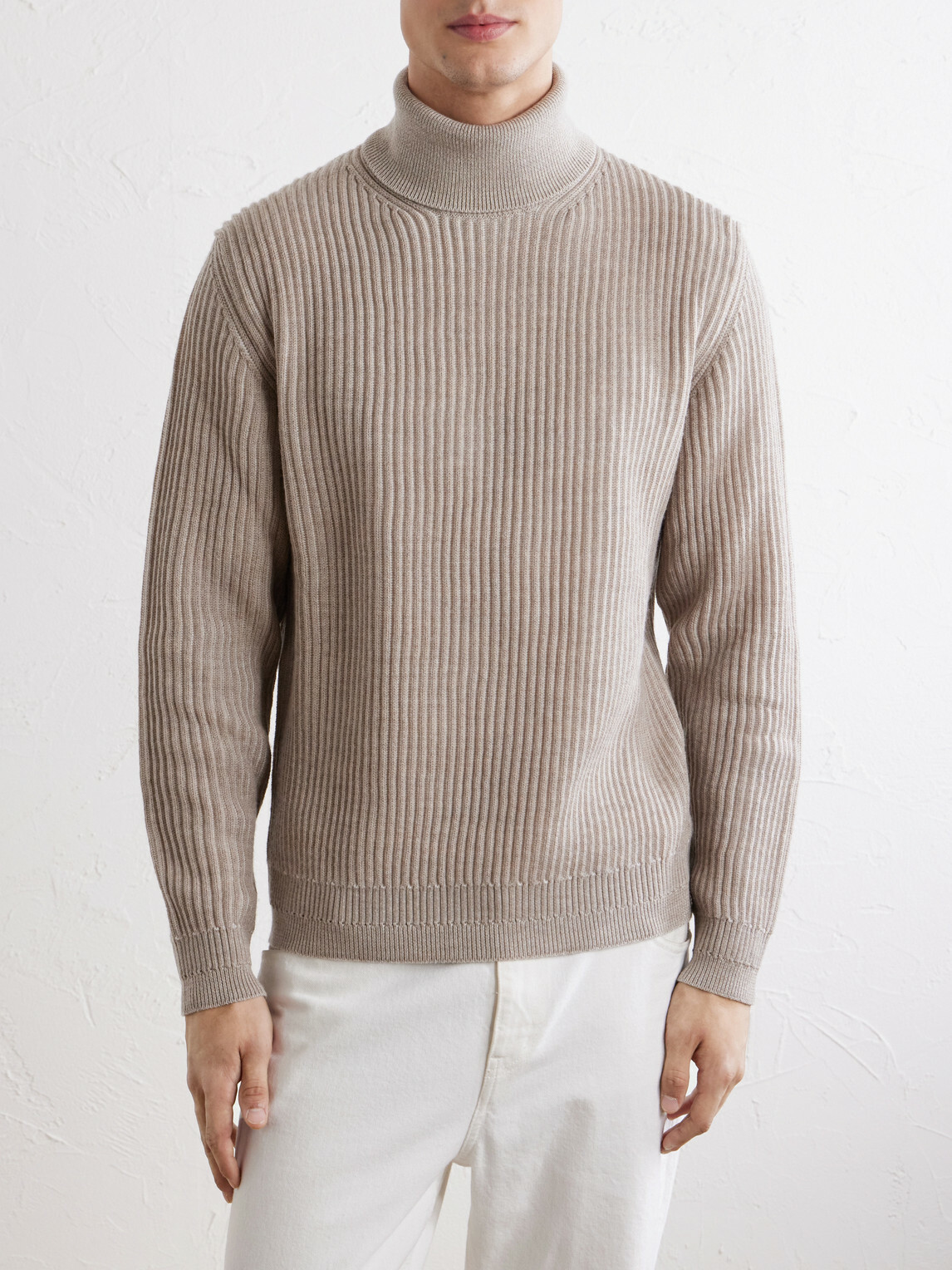 Slowear - Ribbed Virgin Wool Rollneck Sweater - Neutrals