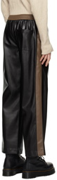 System Black & Brown Banding Faux-Leather Pants
