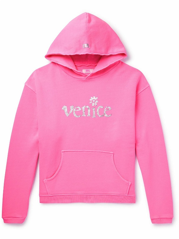Photo: ERL - Printed Cotton-Jersey Hoodie - Pink