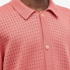 Corridor Men's Pointelle Knit Short Sleeve Shirt in Pink