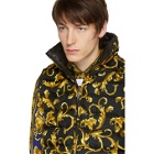 Versace Black and Gold Down Brocade Puffer Vest