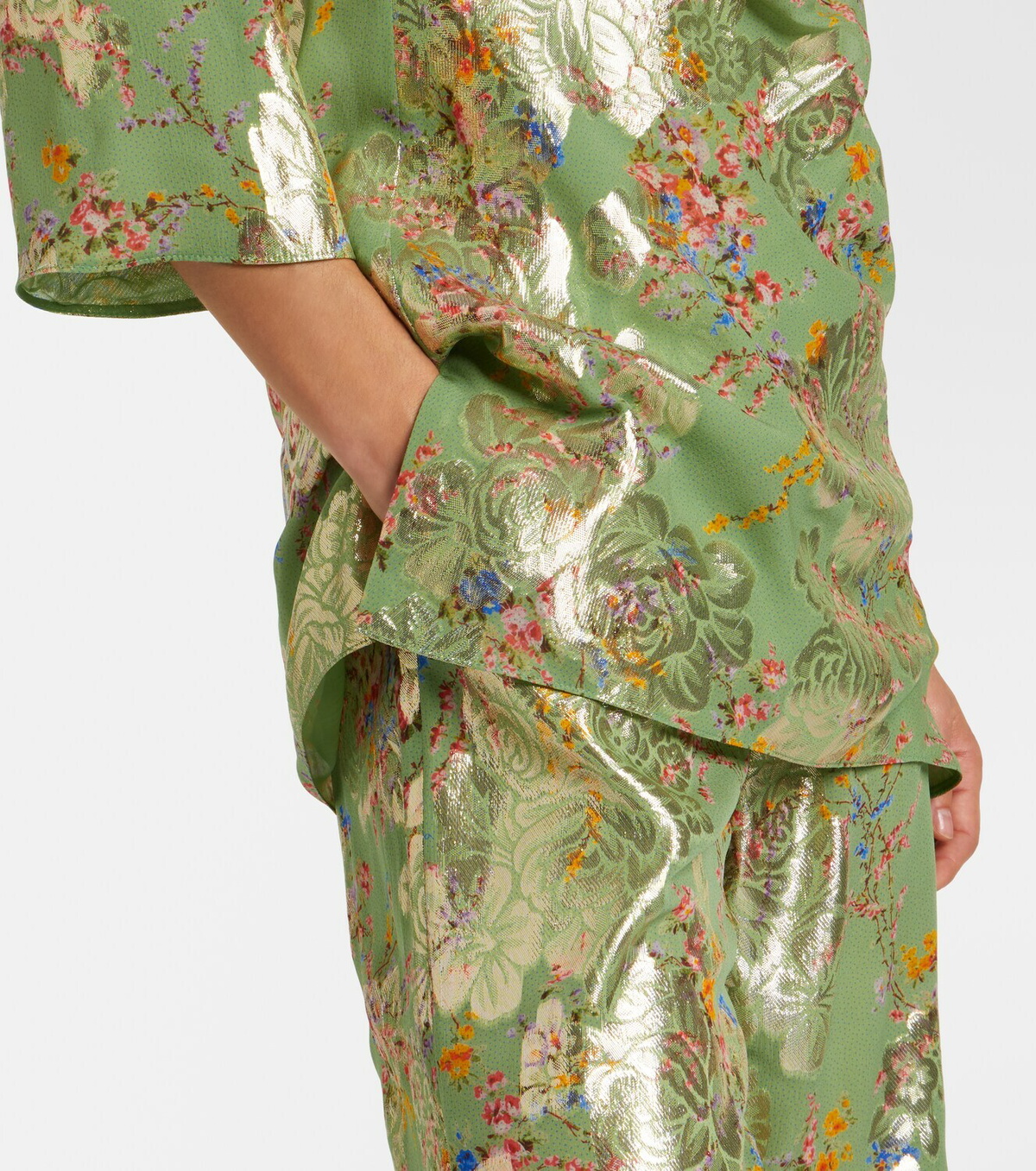 Valentino Draped fil coupé silk-blend lamé minidress