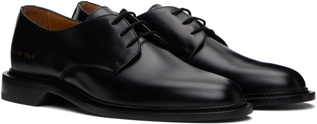 Common Projects Black Polished Leather Derbys