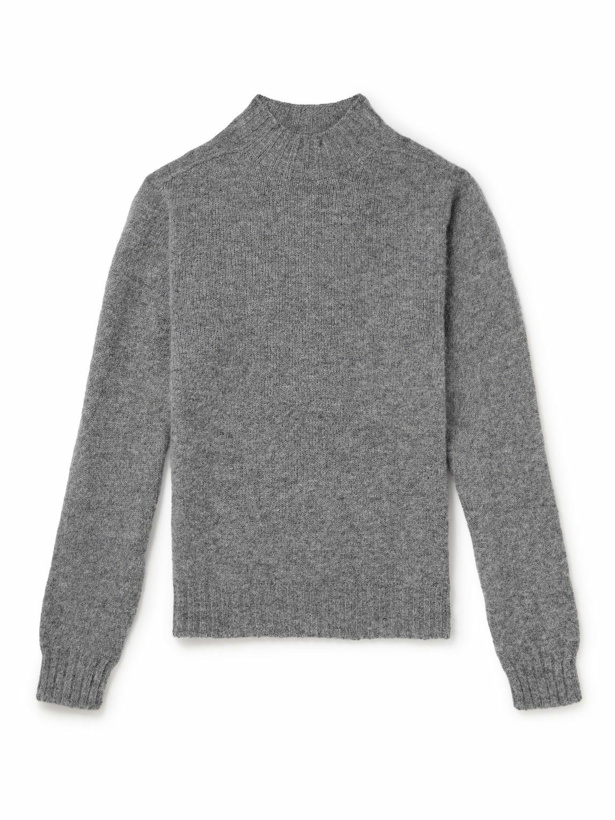 Photo: Drake's - Brushed Shetland Wool Mock-Neck Sweater - Gray