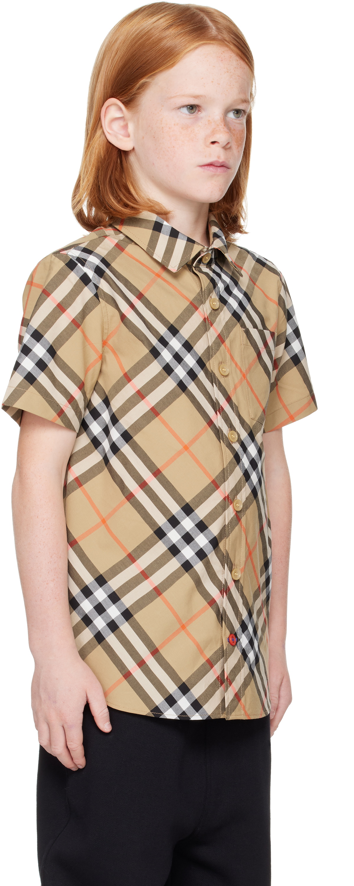 Burberry Kids Beige Check Cotton Shirt Burberry