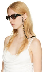 LINDA FARROW Black Square Sunglasses Chain