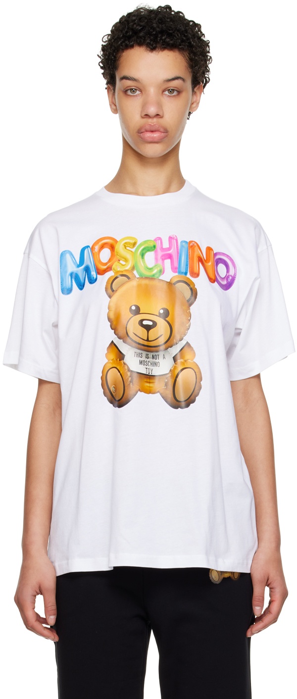 Moschino White Inflatable Teddy Bear T-Shirt Moschino