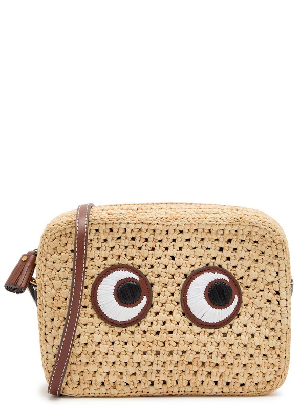 Photo: Anya Hindmarch Eyes Appliquéd Raffia Cross-body bag - Natural - One Size