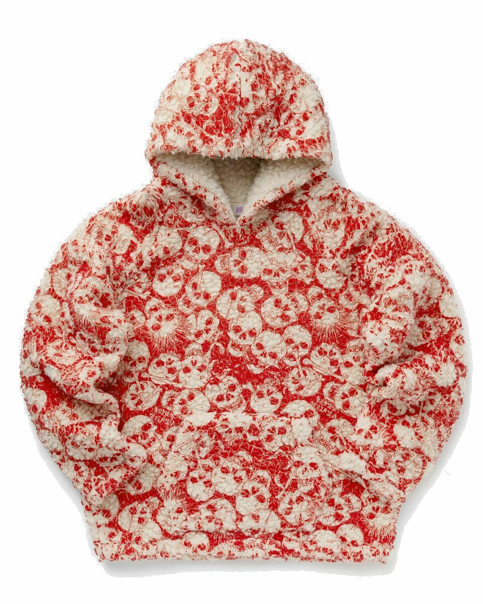 Photo: Erl Printed Vintage Fleece Hoodie Knit Red - Mens - Hoodies