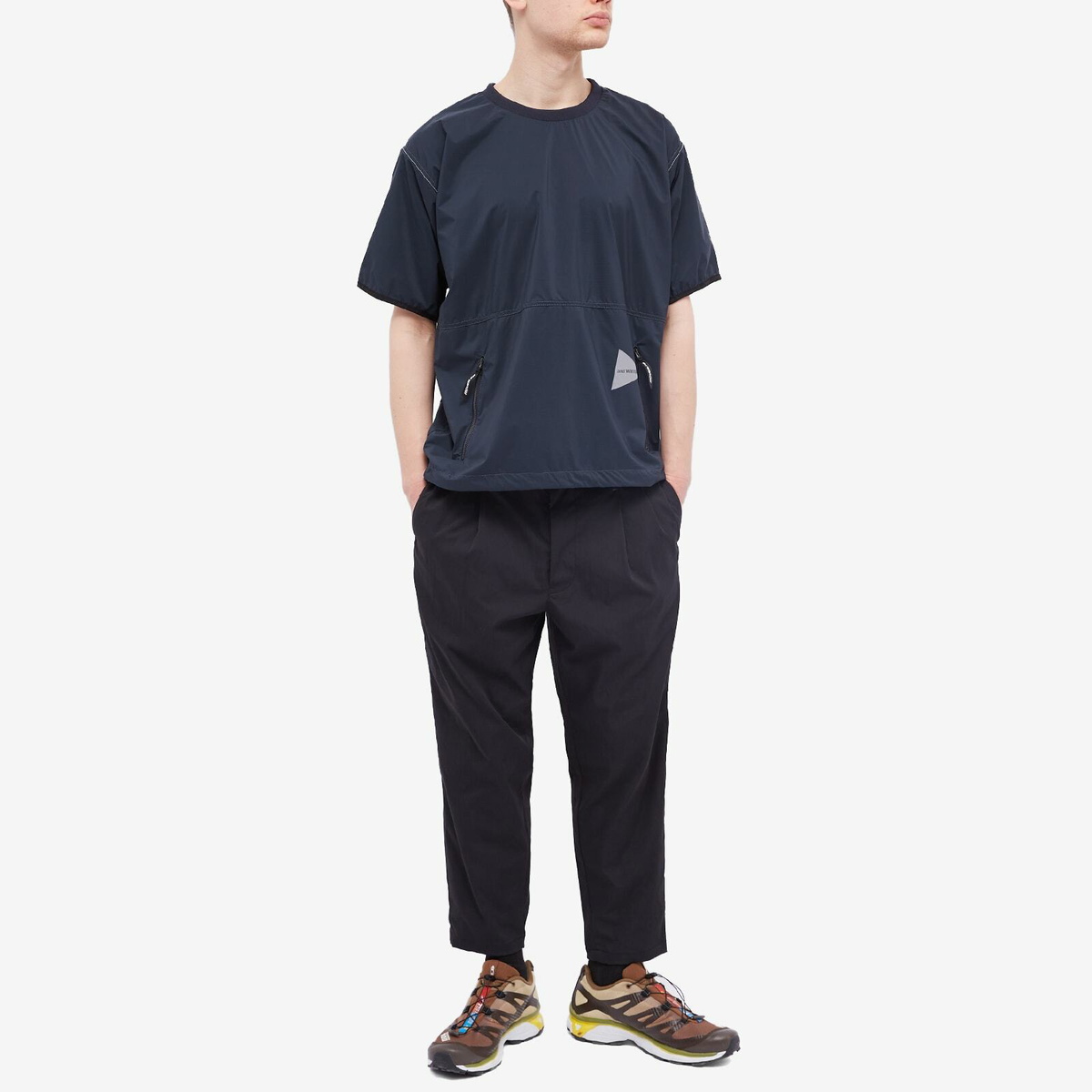 And Wander Men's Pertex Wind T-Shirt in Navy and Wander