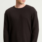 mfpen Men's Round Neck Sweater in Dark Brown Ajour Stripe