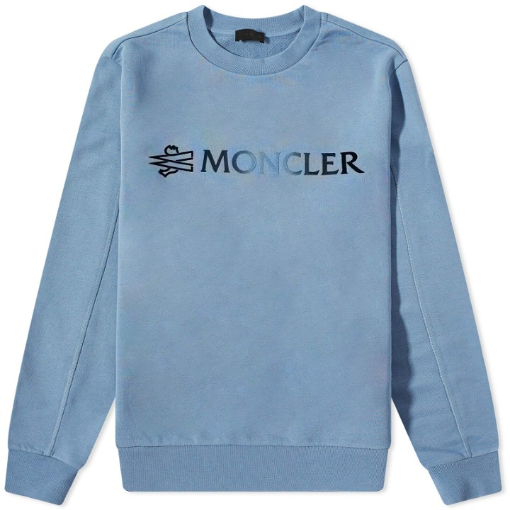 Photo: Moncler Men's Logo Crew Sweat in Blue