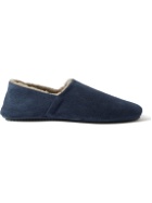 Mr P. - Collapsible-Heel Shearling-Lined Suede Slippers - Blue