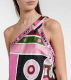 Pucci Printed asymmetric silk satin minidress