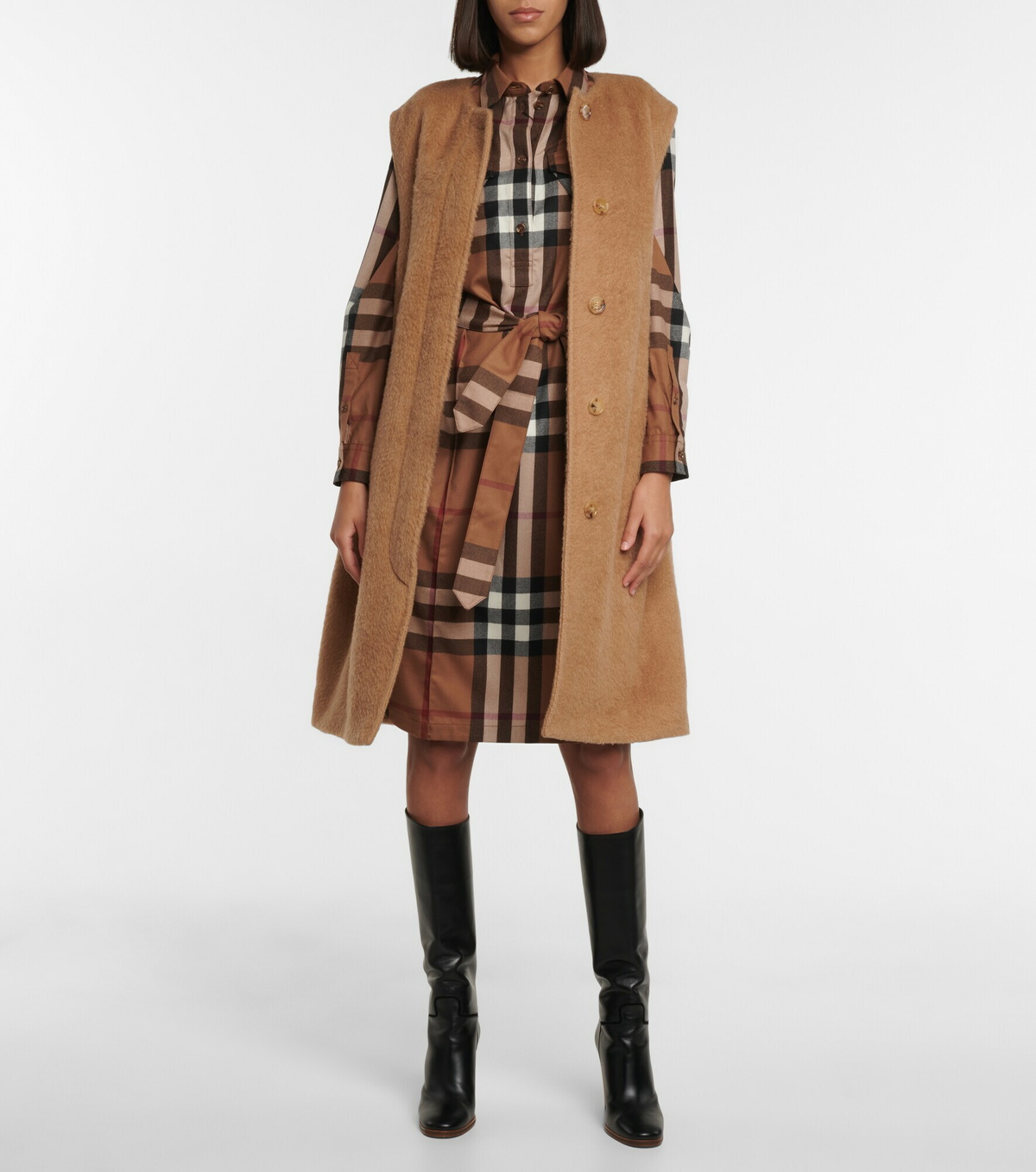 Burberry - Checked wool shirt dress