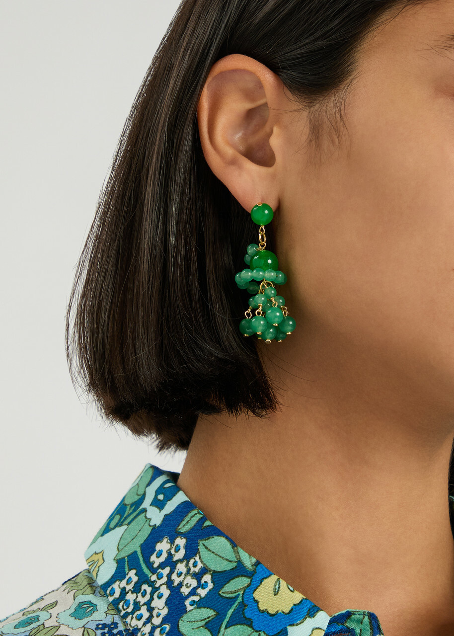 Completedworks Beaded 18kt Gold Vermeil Drop Earrings - Green - One Size