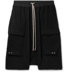 Rick Owens - Pod Poplin-Trimmed Brushed Virgin Wool-Twill Cargo Shorts - Black
