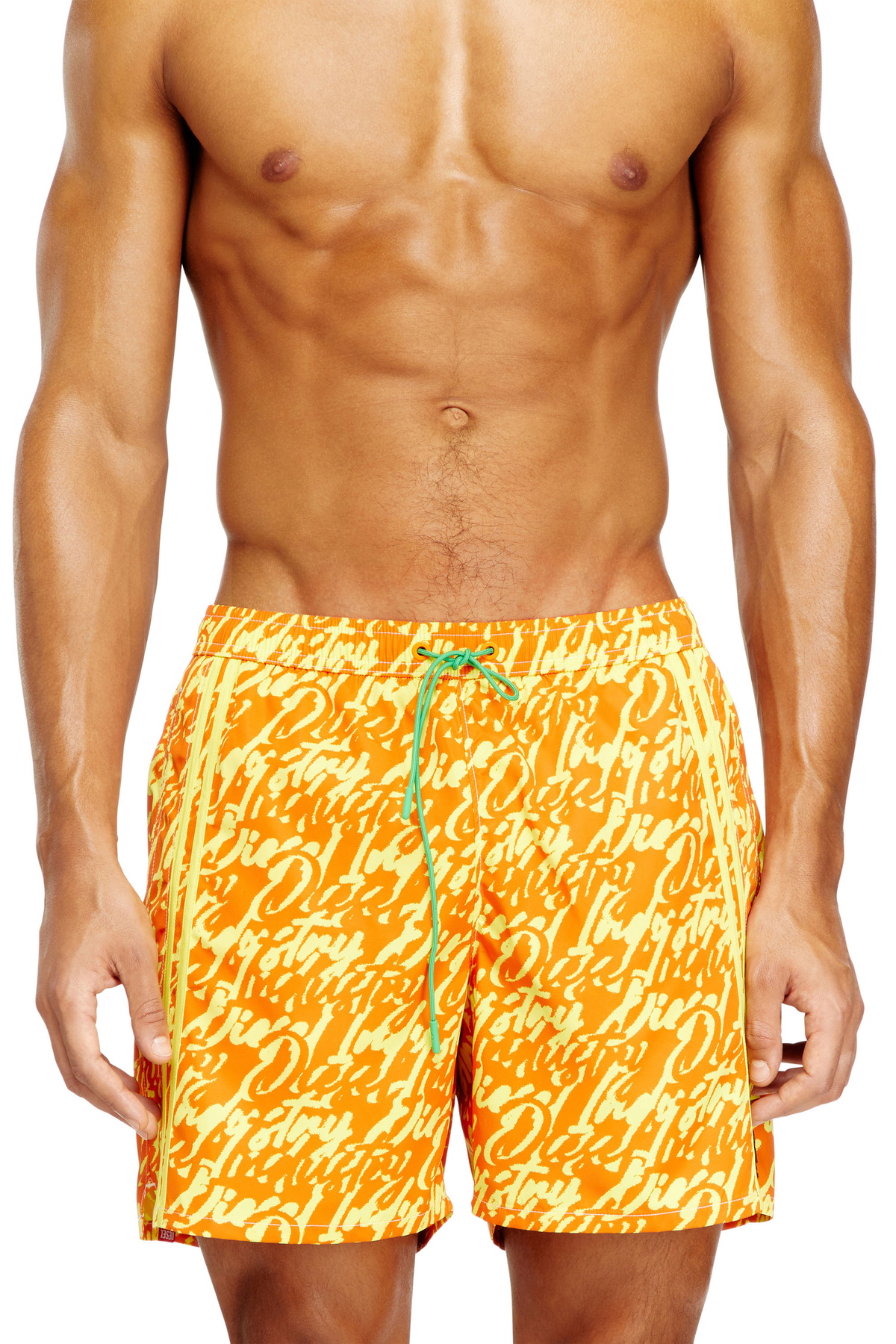 Diesel Swim shorts with all-over logo print - Swim shorts Mens in Yellow