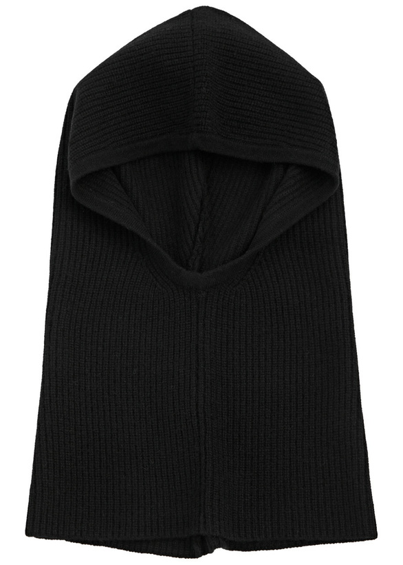 Photo: Loop Cashmere Ribbed Cashmere Hood - Black - One Size