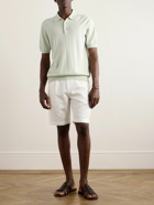 Boglioli - Straight-Leg Pleated Herringbone Cotton and Linen-Blend Shorts - White