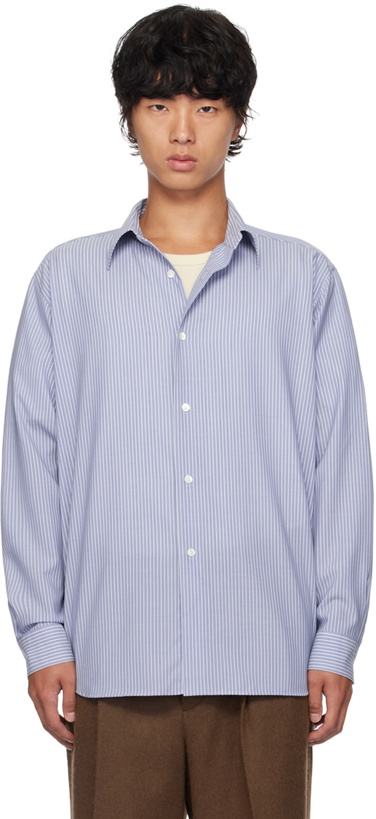 Photo: AURALEE Blue & White Wool Stripe Shirt