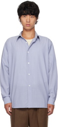 AURALEE Blue & White Wool Stripe Shirt