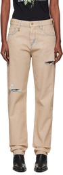 AMIRI Beige Straight Ripped Jean