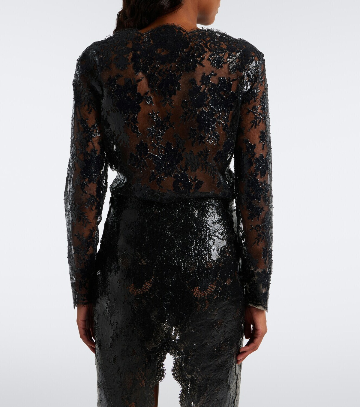 Saint Laurent Sheer cotton-blend lace bodysuit