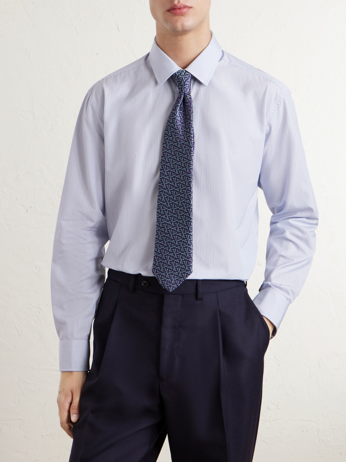 Charvet - Striped Cotton-Twill Shirt - Blue