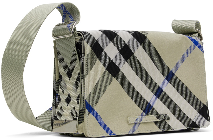 【BURBERRY】CHECK TRENCH CROSSBODY BAG Burberry Beige Check Trench Crossbody Bag Burberry