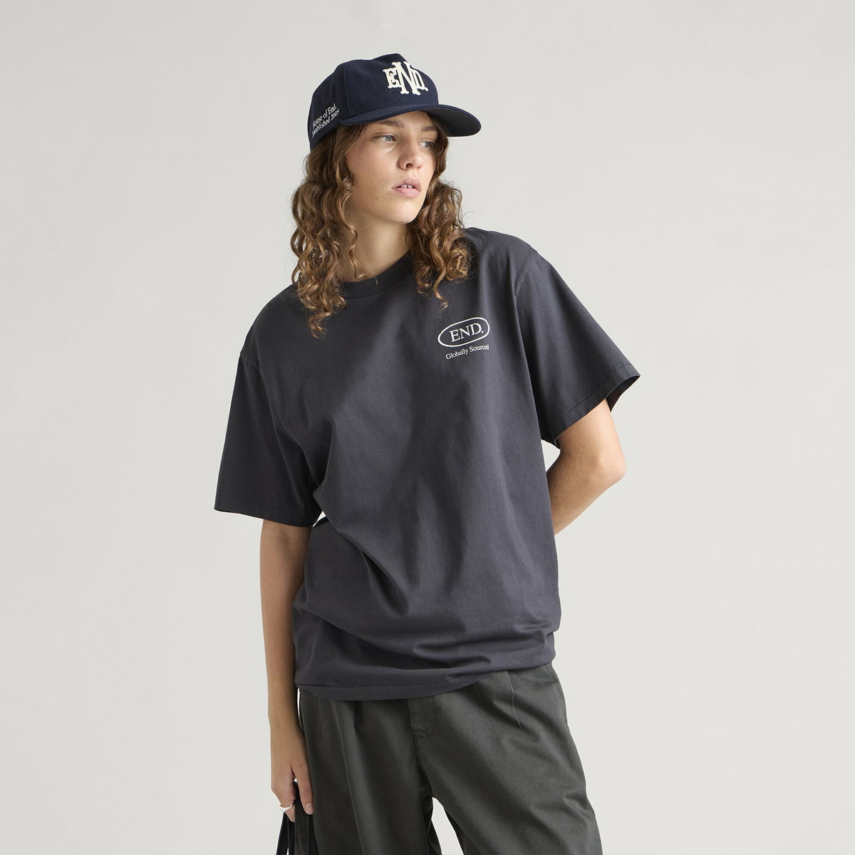 END. Worn Established T-shirt in Cinder Black