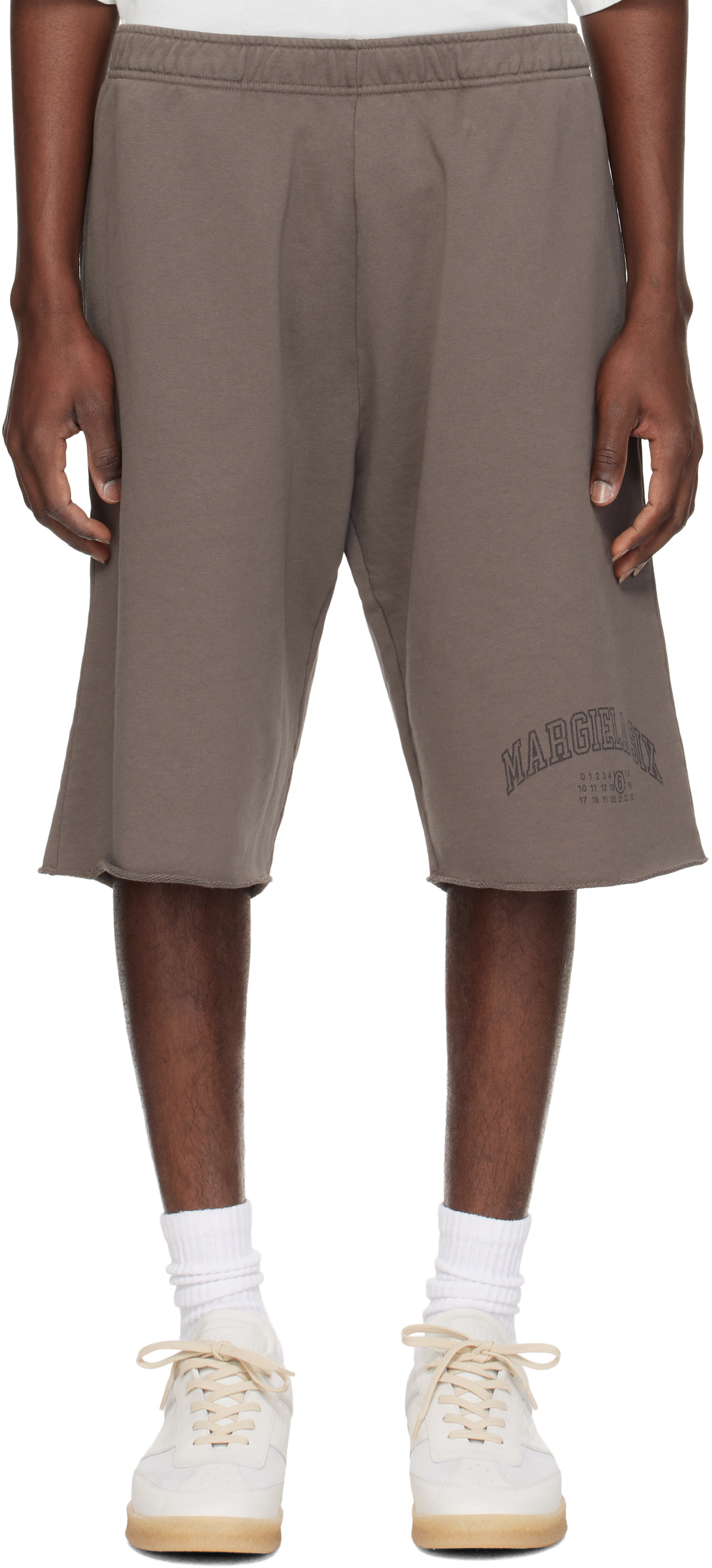 MM6 Maison Margiela Brown Varsity Print Shorts MM6 Maison Margiela