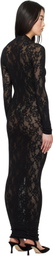 SKIMS Black Knit Lace Turtleneck Maxi Dress