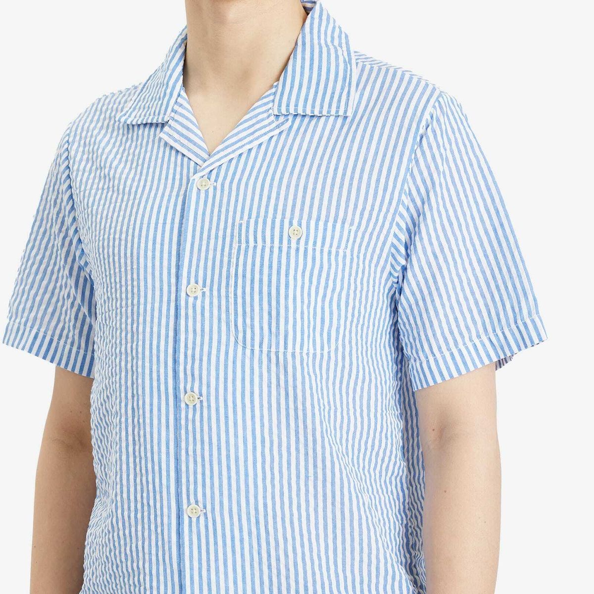 Dubbleware Men's Quincy Seersucker Vacation Shirt in Navy