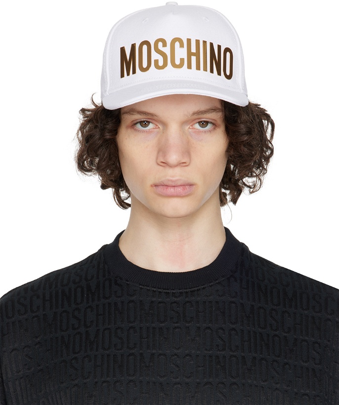Photo: Moschino White Metallic Logo Cap