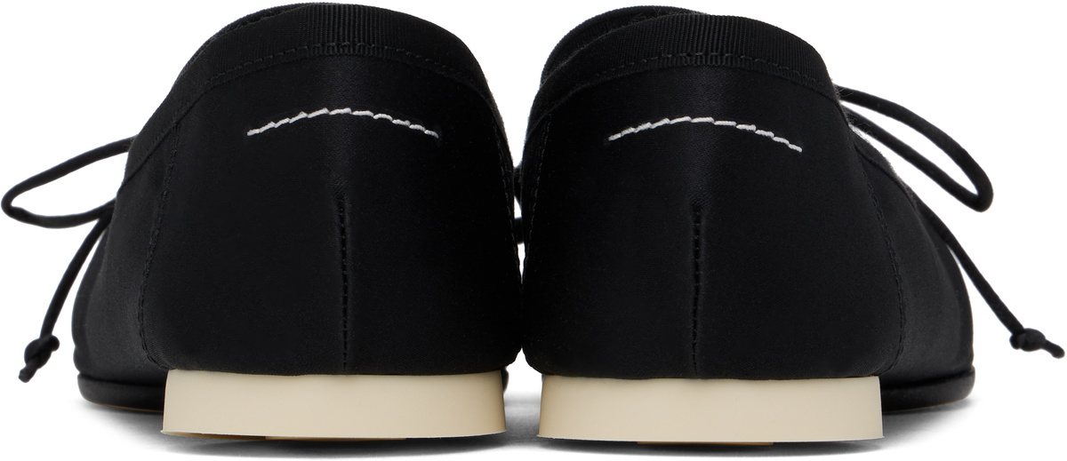 MM6 Maison Margiela Black Satin Pointe Logo Ballerina Flats