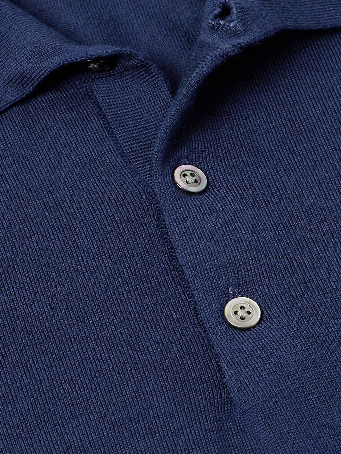 Saman Amel - Slim-Fit Wool Polo Shirt - Blue