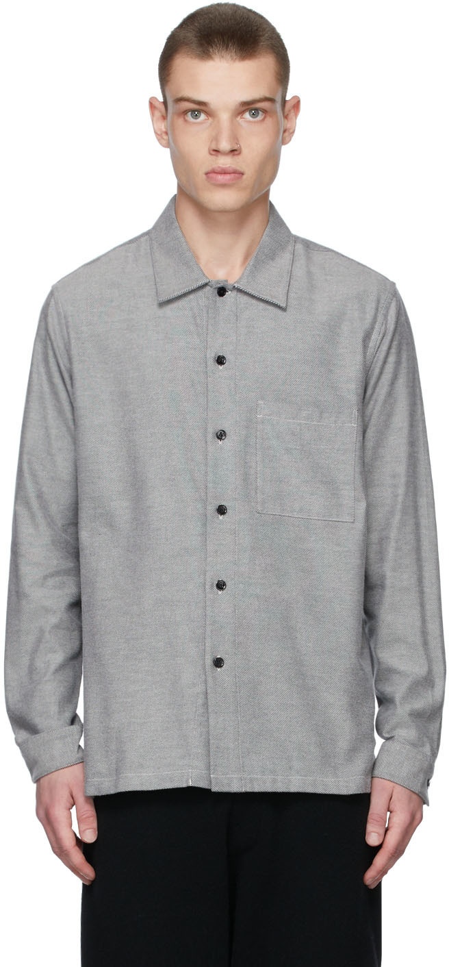 Theory Grey Luxe Flannel Twill Shirt Theory