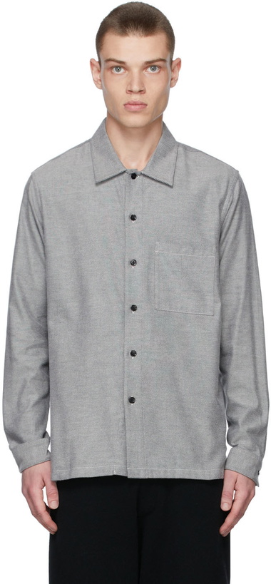 Photo: Theory Grey Luxe Flannel Twill Shirt