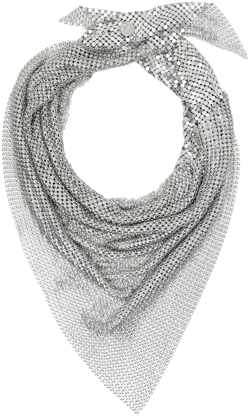 Rabanne Silver Pixel Scarf Necklace Paco Rabanne