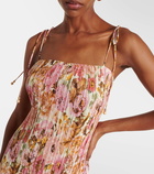 Zimmermann Golden Pleated floral slip dress