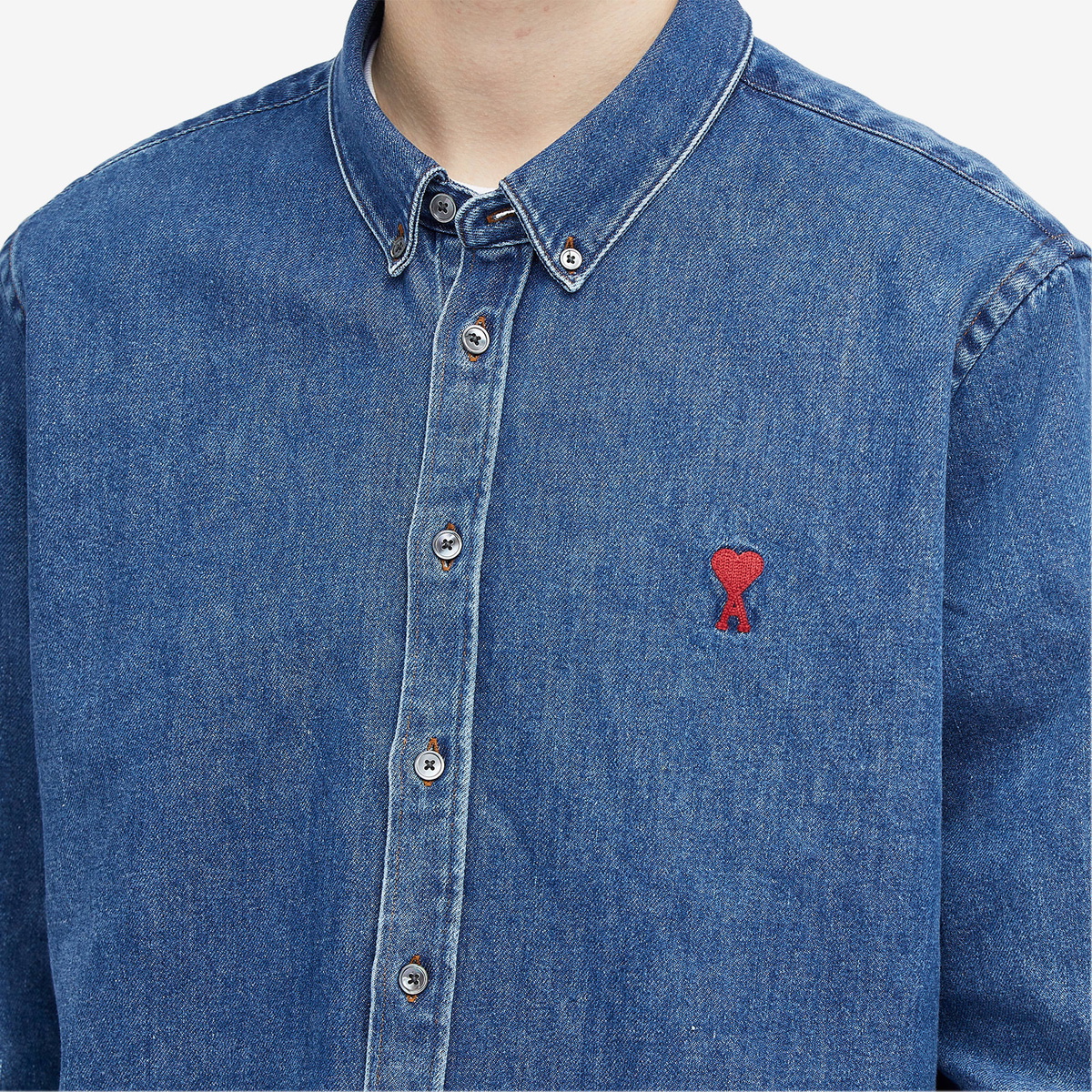 ★AMI PARIS★ Denim Heart Logo Over Tee Blue FJK273DE0046480 USED BLUE Ami de Coeur Overshirt | AMI PARIS