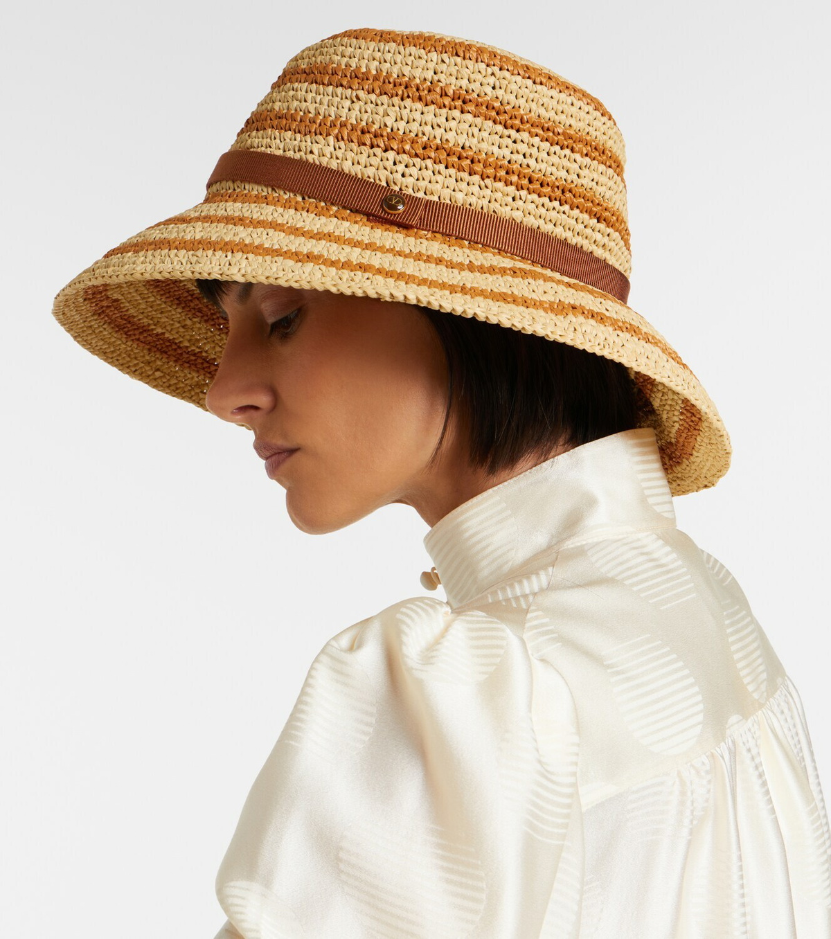 Valentino VLogo raffia bucket hat